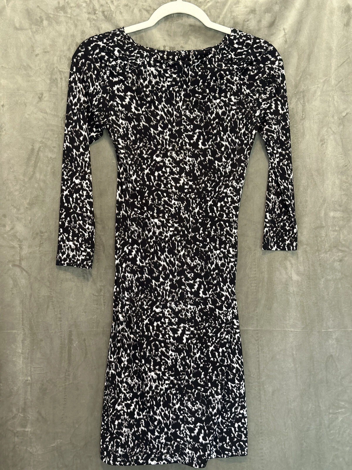 Abito MICHAEL KORS nero bianco elasticizzato aderente dettaglio cerniera vita increspata tg XXS