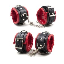 Hand cuffs Ankle Cuff check foot chain wrist Padded Leather Slave Fetter Toy