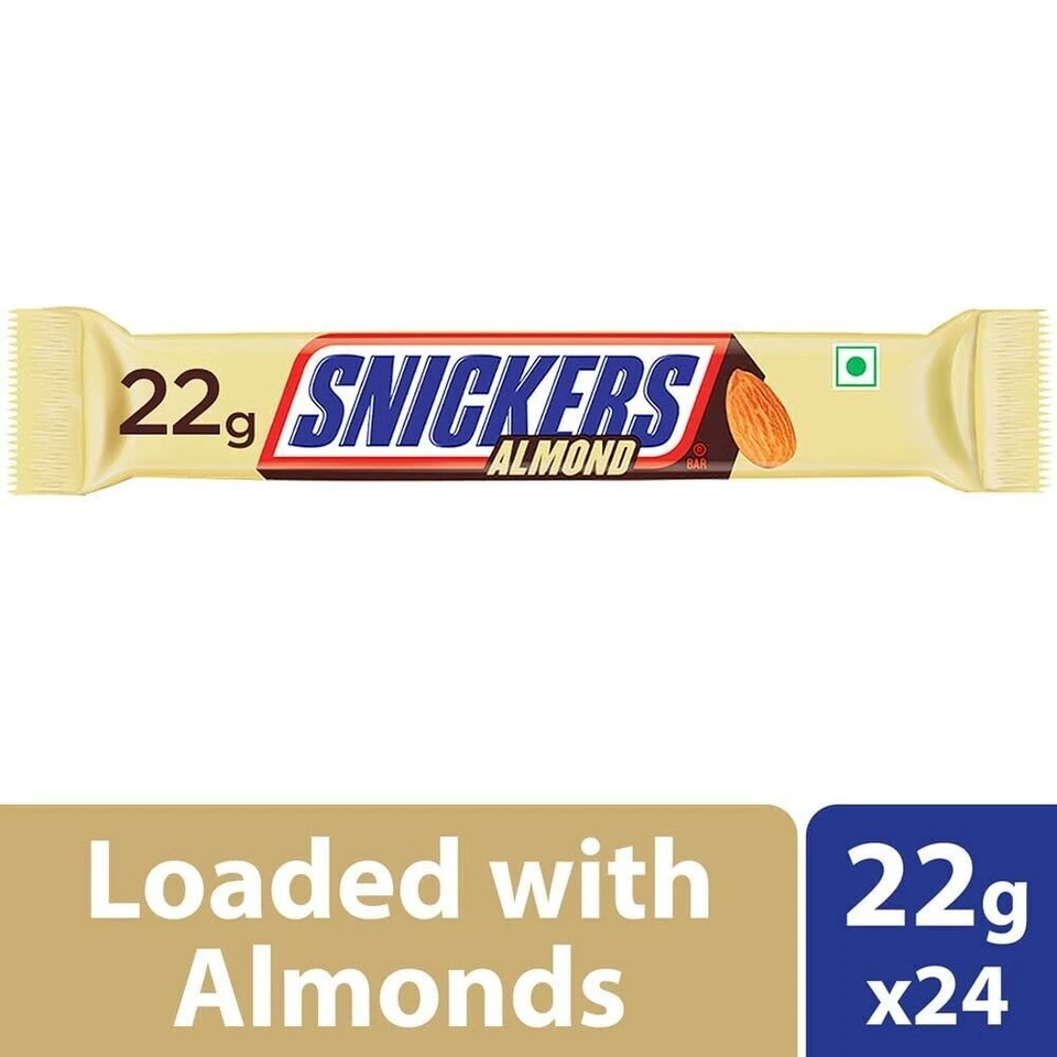 (Pack de 24) Barra de Chocolates Snickers Llena de Almendras (22gm Cada una) (24 x 22gm) Foto 2 de 4