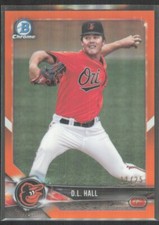 2018 Bowman Chrome Prospects Refractor Orange D.L. DL Hall /25 #BCP107