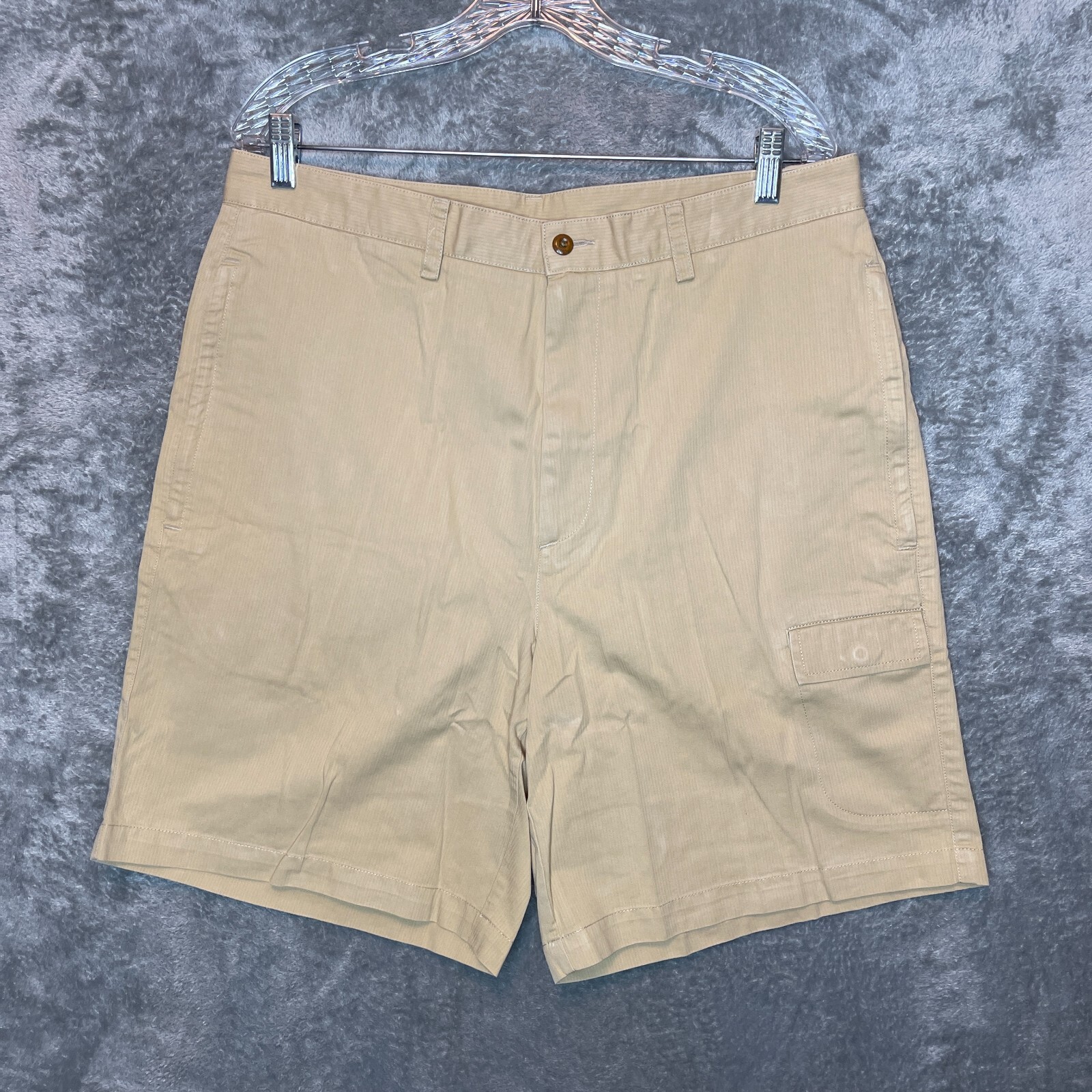 Vintage Tommy Hilfiger Flat Front Tan Cargo Shorts Men 35 Old Money Preppy