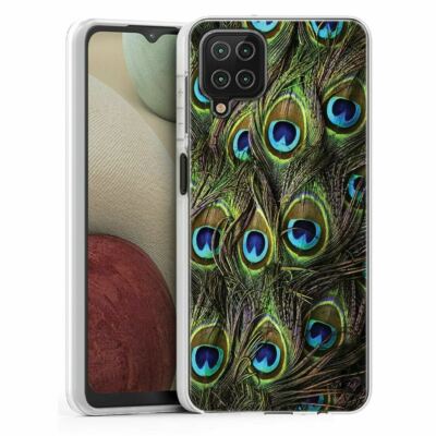 (Peacock Eyes)ShockProof TPU phone case cover(Clear)for Samsung Galaxy A12 