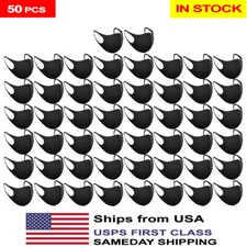 Black Washable Reusable Face Mask multi pack (15, 30, 50 PCS) USA Seller