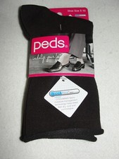 Women's Peds Coolmax Roll Top Crew Socks - 2 Pair - Shoe Size 5-10 - New in Pkgs