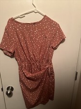 Pink SHEIN Polkadot Wrap Dress Medium Pink And White