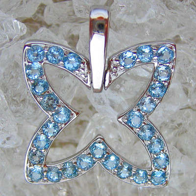 Topas Anhänger in aus 585 Gold Anhänger mit Topase Topasschmuck Blau Topaz  592