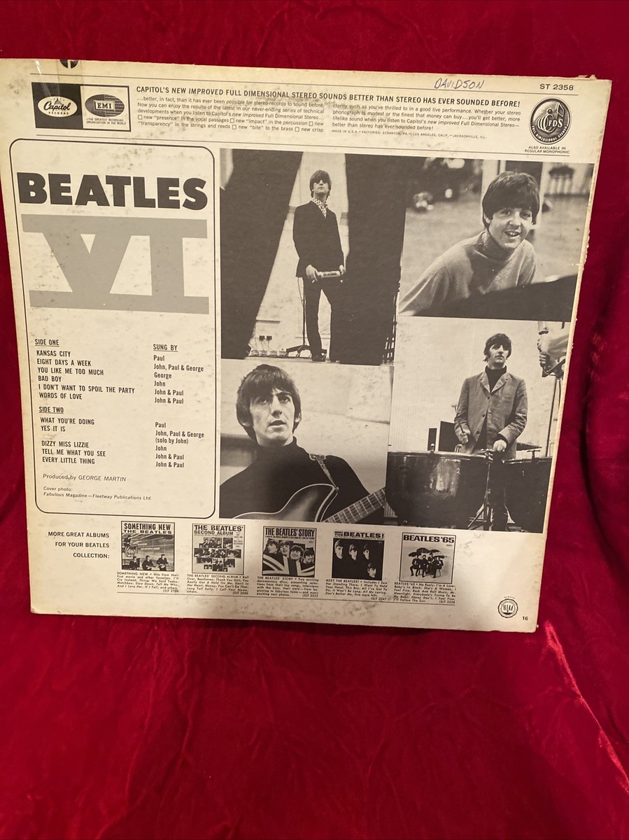 US盤BEATLES VI レコード T-2358 The Beatles VI Mono First Pressing 1965 CAPITOL T-2358 LP Record