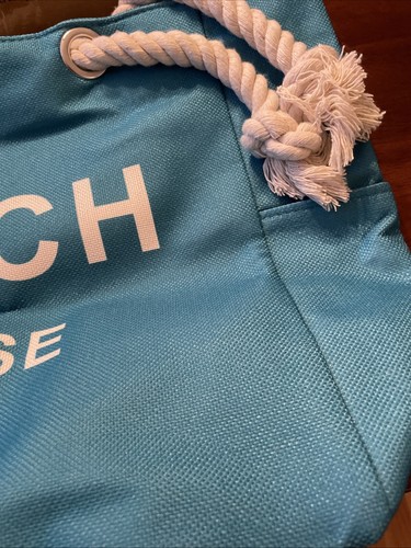 TESALATE Beach Please Large Canvas Beach Tote Bag with Zipper, Teal Blue, NWT - 第 5/12 張圖片