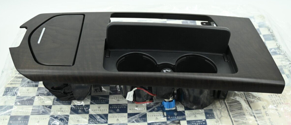 Genuine OEM Maserati Center Console Dark Brown Ash Aged Wood Trim P/N 673000351