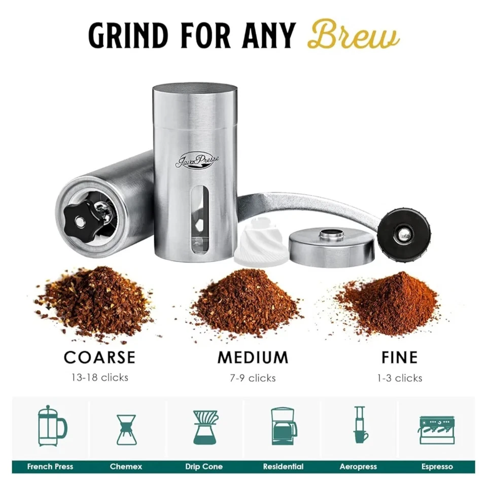 JavaPresse Manual Burr Coffee Grinder Conical Ceramic Java Espresso Adjustable  - Image 4 of 4