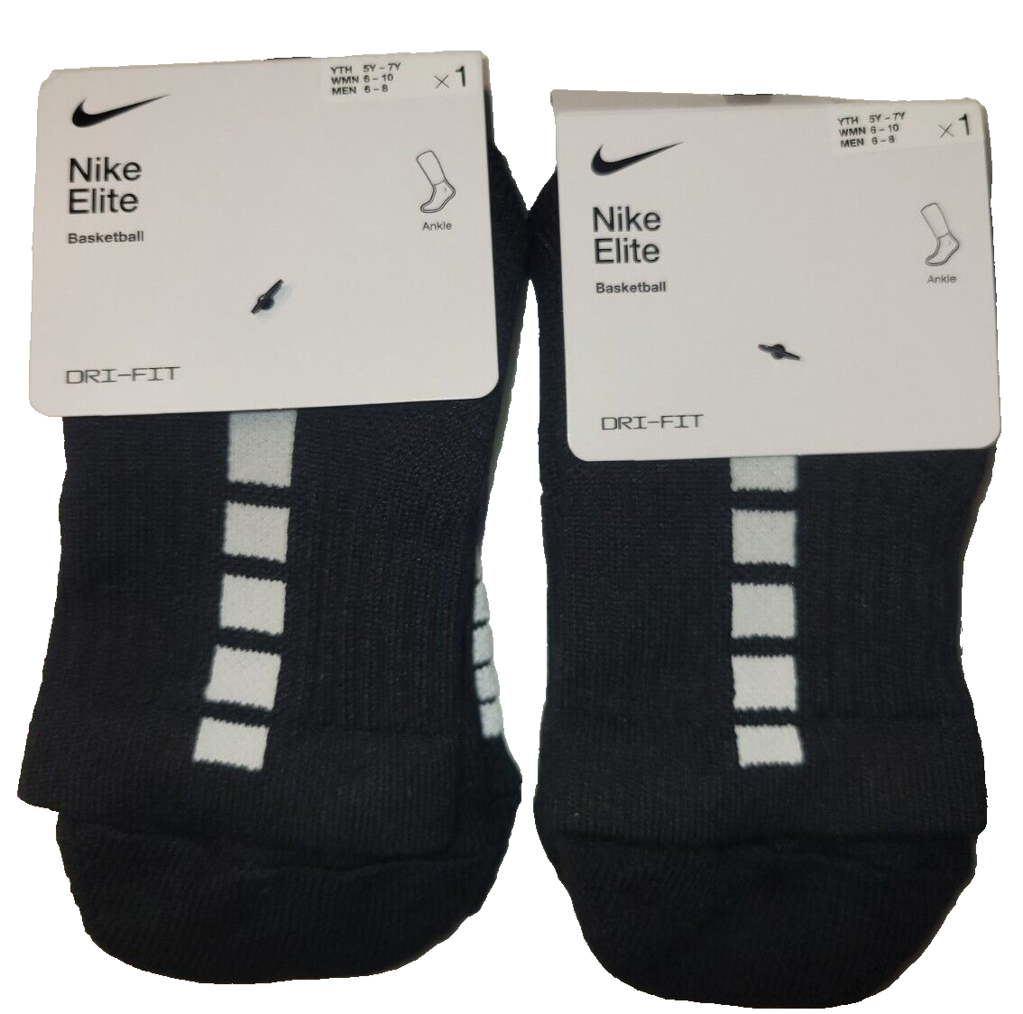 (2) Nike Elite DRIFIT Basketball Ankle Socks SX7625013 Black White Size Medium eBay