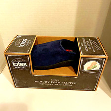 Totes Toasties Blue Memory Foam Slippers multi Layered cushioning Men M8-9 New