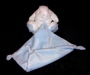 Doudou Peluche Lapin Et Son Carre Bleu Blanc A Pois Tex Baby Carrefour Nicotoy Ebay