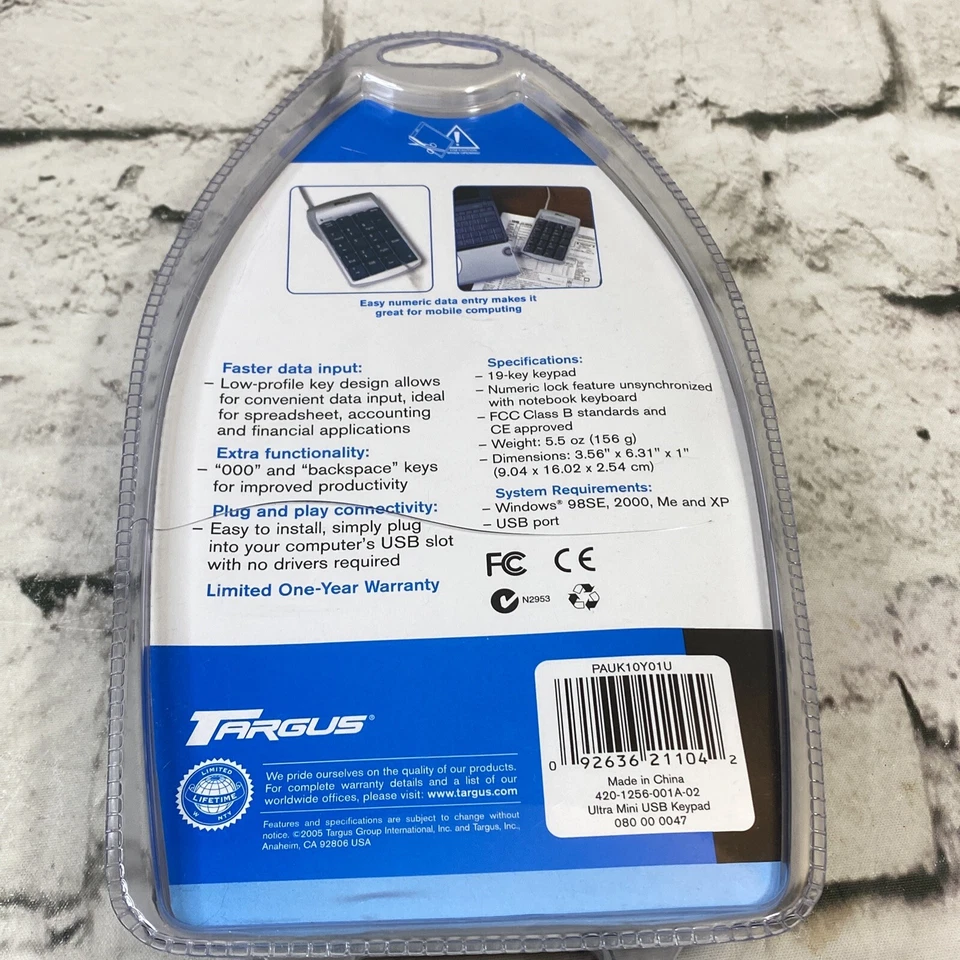 Numeric Keypad Targus PAUK10Y01U USB with 2-port Hub 19 Key Function Full Size - Image 2 of 3