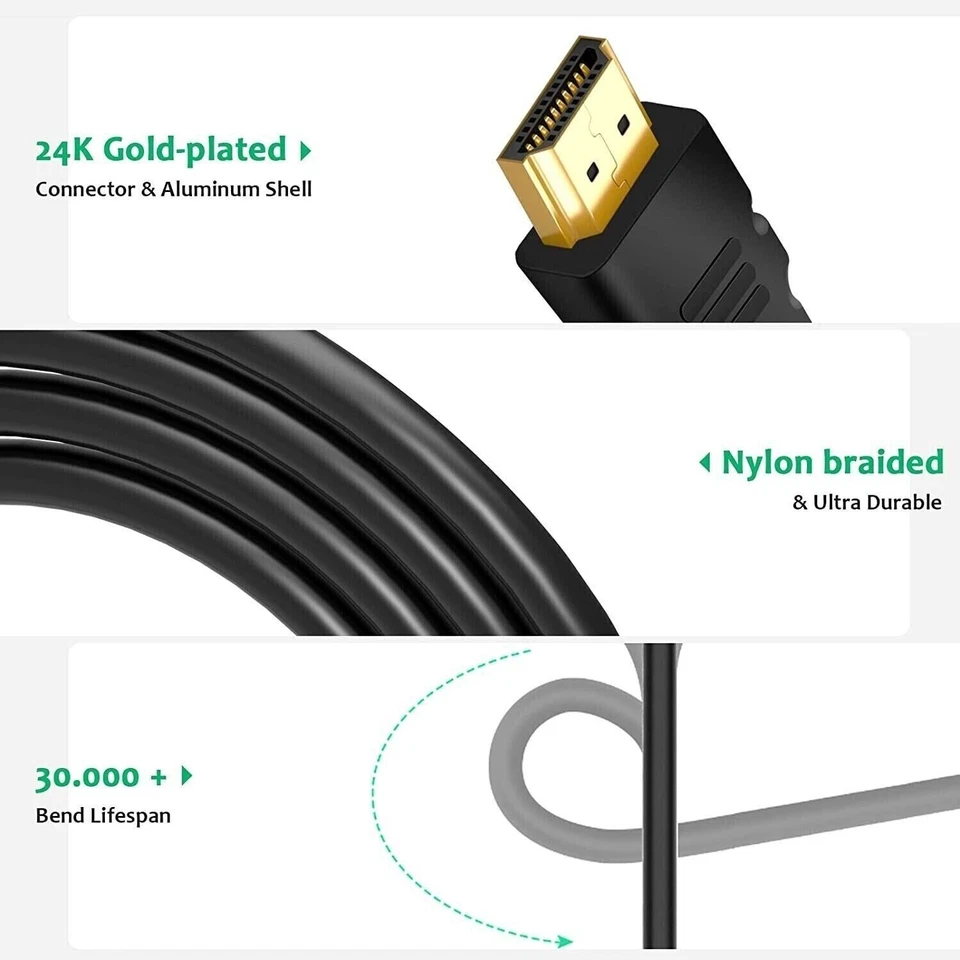 50 x 2m HDMI 2.0 High Speed Monitor Cable FHD QHD UHD 4K 2160p Male/Male - Image 3 of 4