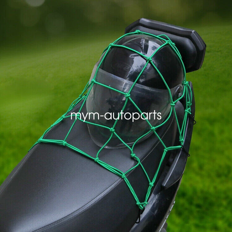 1pcs 6 Hook Green Bungee Cord Cargo Net 40cm x 40cm for Bicycle Motorcycle Foto 2 de 4