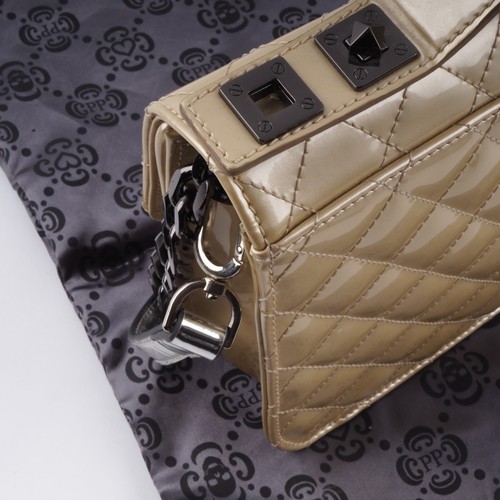 Bolso bandolera PHILIPP PLEIN dorado brillo calavera diseño de lujo con solapa OP: 2200 € - Imagen 5 de 14
