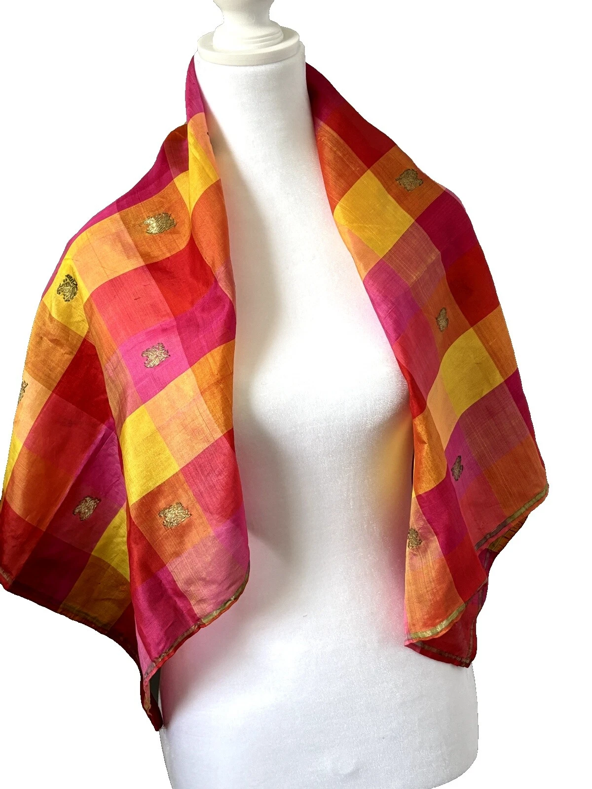 Mujer 100% Seda Ethnic/campesino Bufandas y estolas Vintage