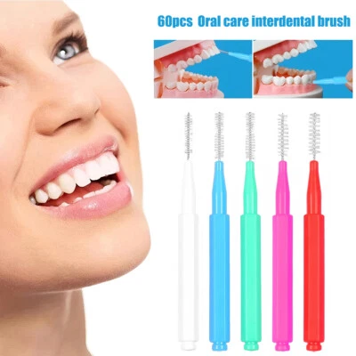60X Interdental Brushes Sticks Picks Blue Red Dental Floss Teeth Tooth Toothpick