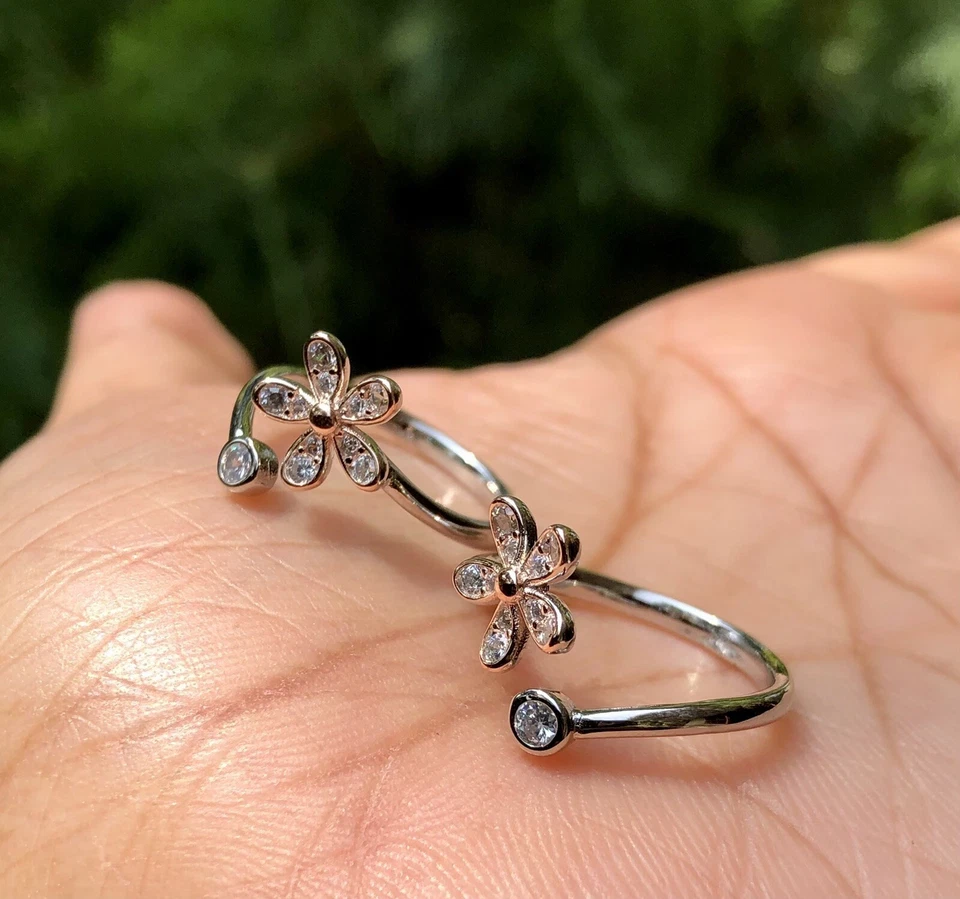 2 Stück 925 Sterling Silber + cz Zehenringe verstellbar, hochglanzpoliert, ve... - Bild 4 von 4