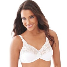 Lilyette Bra Comfort Lace Full-Fig Minimizer 0428 White Sz.34D/DD,36DDD,42,44