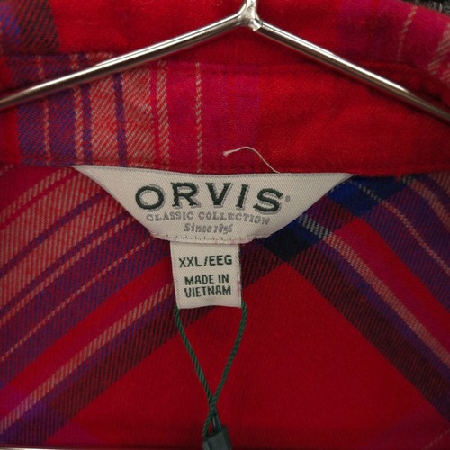 Orvis Flannel Shirt Womens XXL Red Laurie Plaid High Low Hem Stretch Button Up - Picture 3 of 10