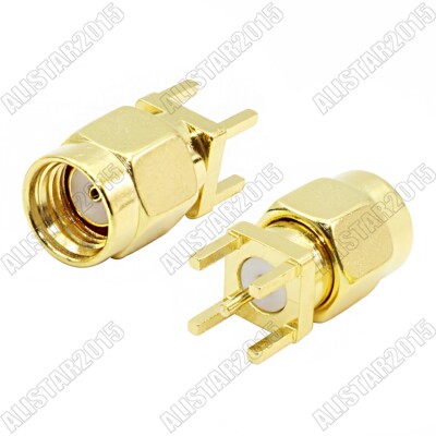 10x RP-SMA Plug Male (Female Pin) Thru Hole Vertical PCB Mount Adapter Connector