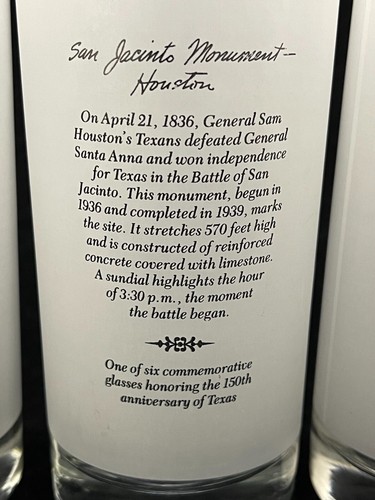 Set completo di 6 occhiali con gelo commemorativi Texas 150° anniversario - Foto 7 di 10