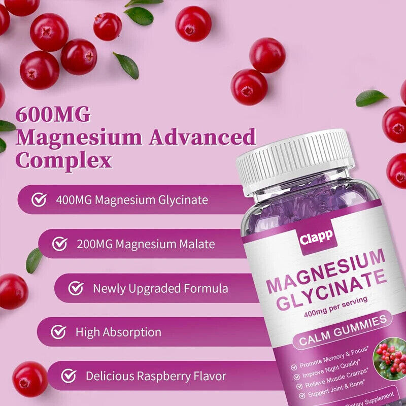 Gomitas de glicinato de magnesio para dormir, alivio del estrés apoyo hueso