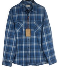 Weatherproof Vintage Men's Strong Blue Plaid Flannel Shirt Size XL