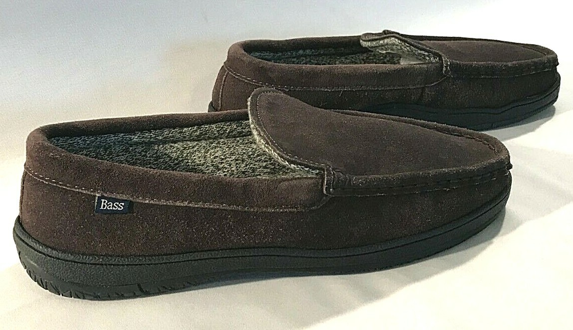 Bass Mens Suede Slippers Suede Leather Brown Size 10 Gem