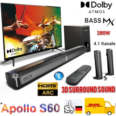 Ultimea Apollo S60 4,1-Kanal Soundbar Dolby Atmos Subwoofer 2-in-1 Lautsprecher 