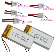 2pcs 3.7V 350mAh Li Battery 4mm Thick 402040 Lipo JST 2pin 1.0/1.25/1.5/2.0/2.54