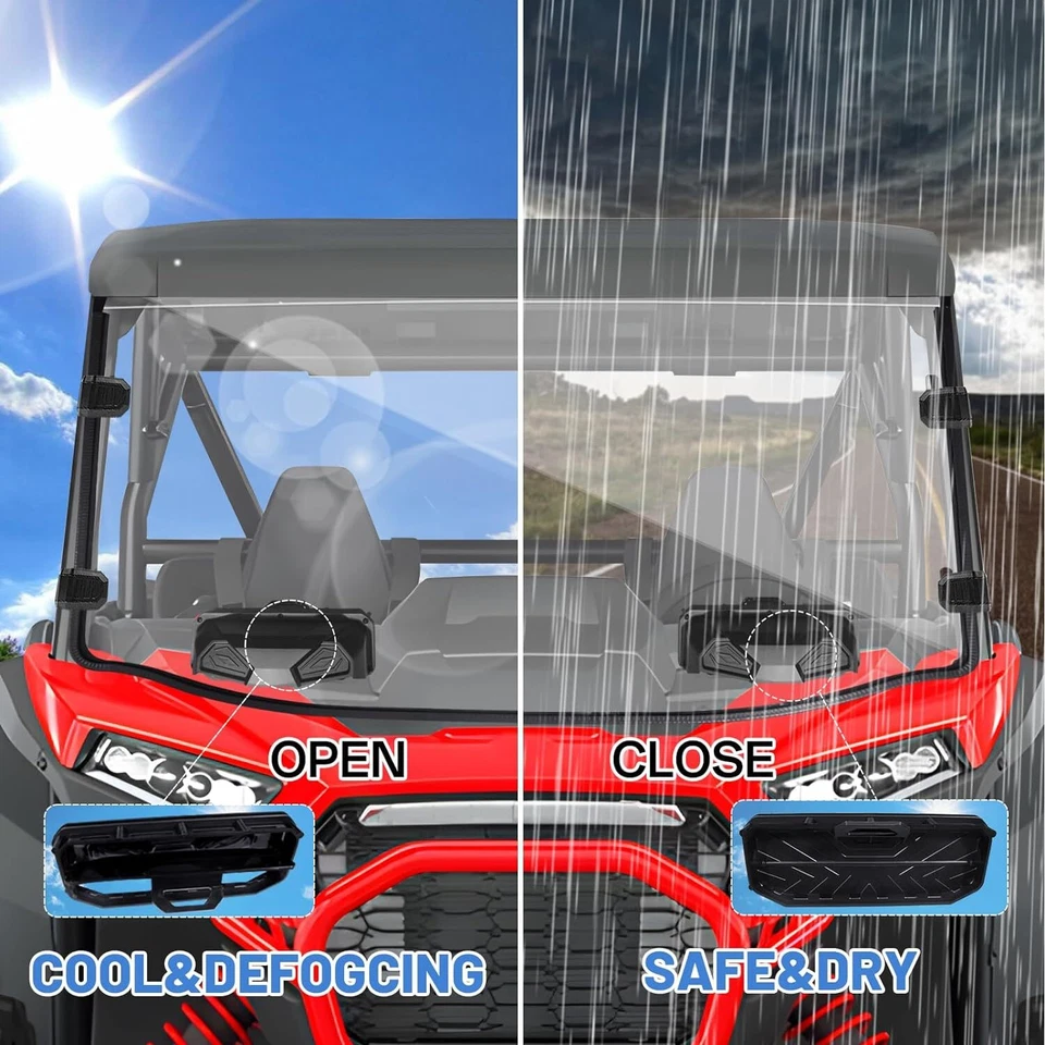 Kit de ventilación Versa de parabrisas de 2 piezas para Honda Pioneer 500/700/1000 John Deere Kubota Foto 3 de 4