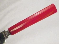 2 Bakelite Knives Red Butterscotch Marbled Stainless Blades Mid Century Flatware