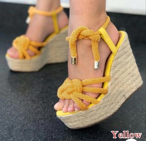 womens yellow wedge sandals