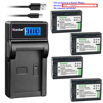 Kastar LCD Charger Battery for Sony NP-FH50 & Sony HDR-SR82 HDR-SR87 HDR-SR90