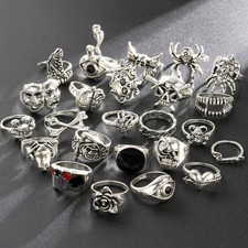 24pcs Gothic Rings Set For Men And Women With Unique Designs Open Rings Jewelry