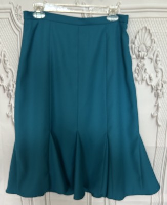 Midnight Velvet Dark Teal Trumpet Skirt Sz 14 Y2K Dressy Elegant Wardrobe Build