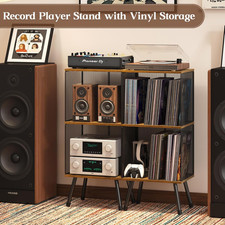 3-Tier Record Player Stand, Turntable Stand with Storage up to 200 Albums, Corne