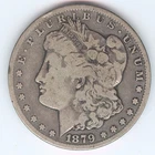 1879-CC U.S. MORGAN SILVER DOLLAR - KM#110 - RARE - CAPPED "CC OVER CC" - FINE