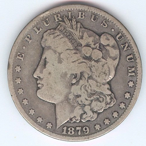 1879-CC U.S. MORGAN SILVER DOLLAR - KM#110 - RARE - CAPPED "CC OVER CC" - FINE