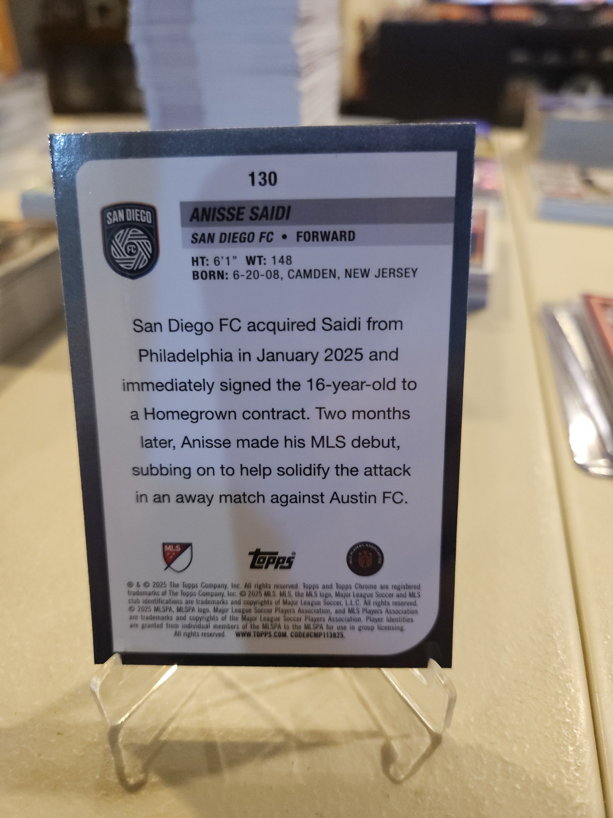 2025 MLS Topps Chrome - #130 Anisse Saidi Magenta Pulsar Prizm San Diego FC (RC) view 2