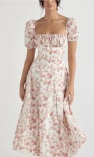 House of CB Tallulah Rose Print Puff Sleeve Midi Sundress EUC Size XS