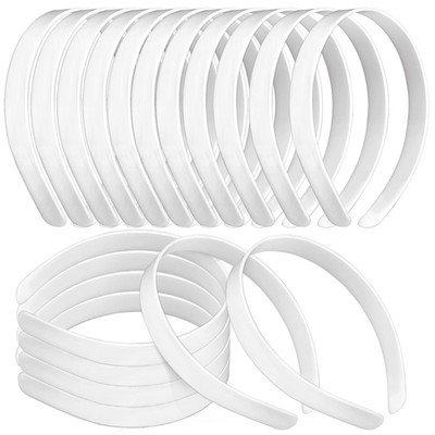 50PCS 1/2 Inch Plain Plastic Headbands for Girls No Teeth DIY Hair Accessories,