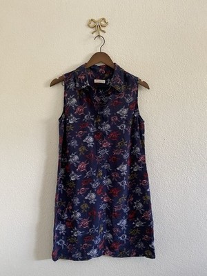 Equipment Femme Size Small 100% Silk Dress Floral Sleeveless Shirt Dress
