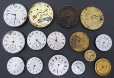 Lot of 15 Vintage Pocket Watch Movements Parts Repairs Swiss Waltham Elgin