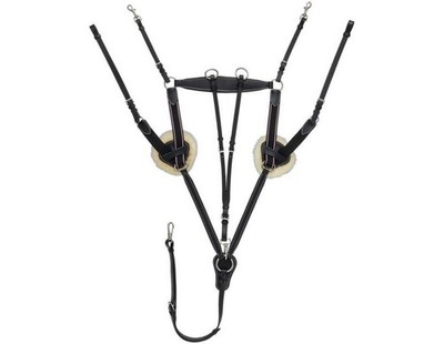 Equitare Breastplate Five Point Leather Adjustable Black 22-8200