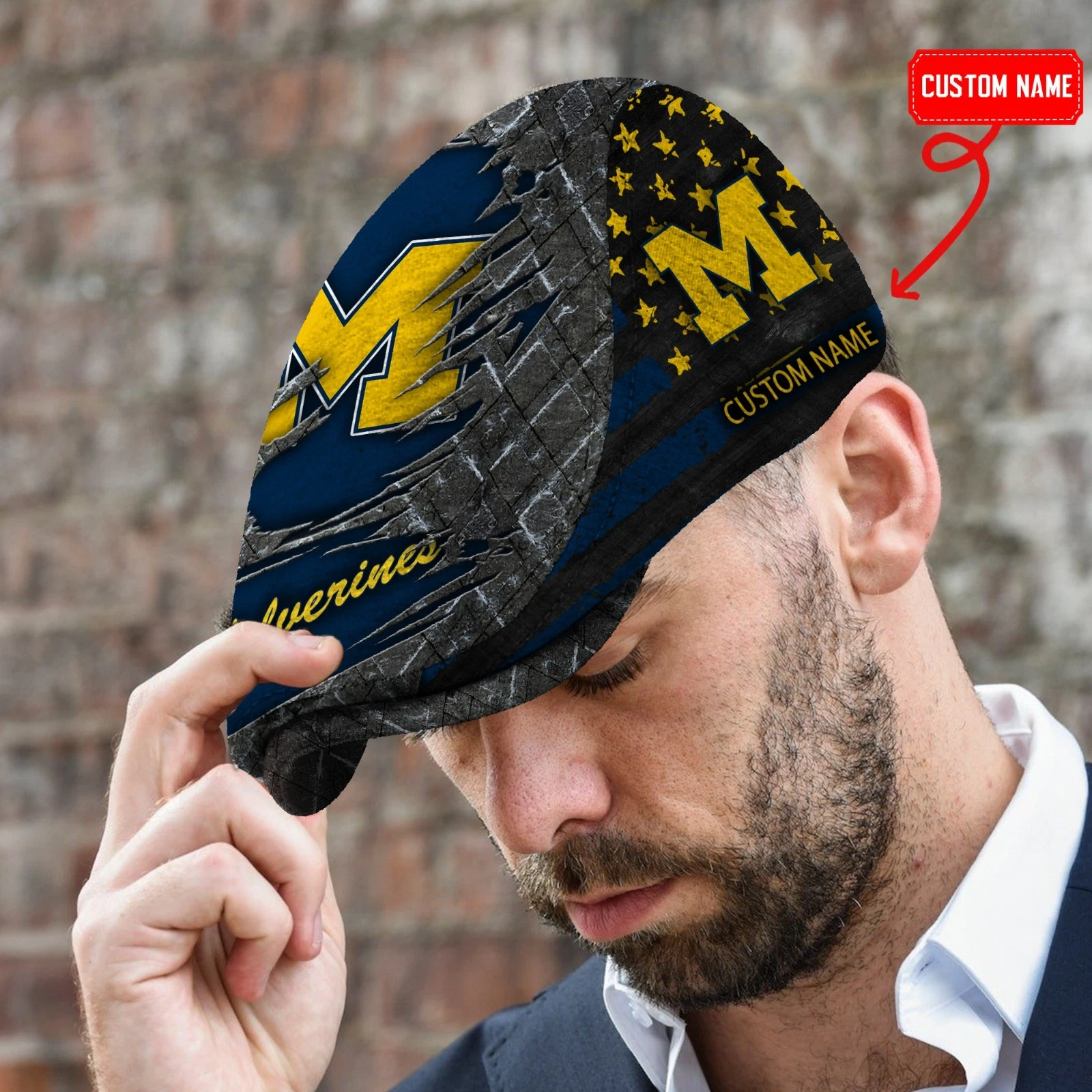 Michigan Team Wolverines Jeff Cap NCAA Jeff Cap Newsboy Flat Golf Driving Hat