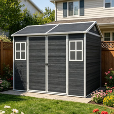 Shedzy Resin Backyard Shed Storage Shed with Lockable Doors for Garden Black